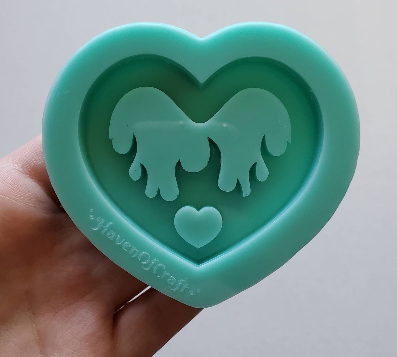 Made to Order - Flame Heart Shaker Mold 2 Sizes - shiny silicone mold