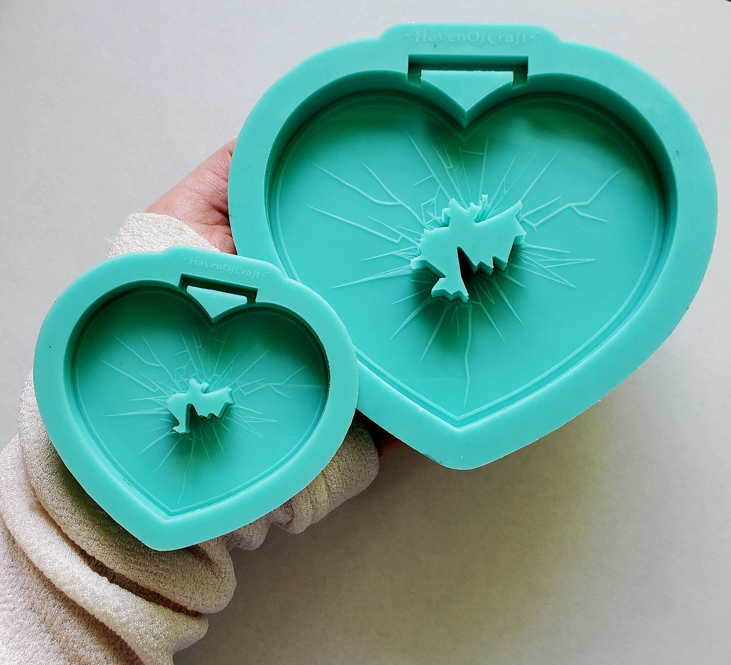 Made to Order - Broken Glass Heart Tsurikawa Silicone Mold 2 sizes - Made with Acrylic Blanks