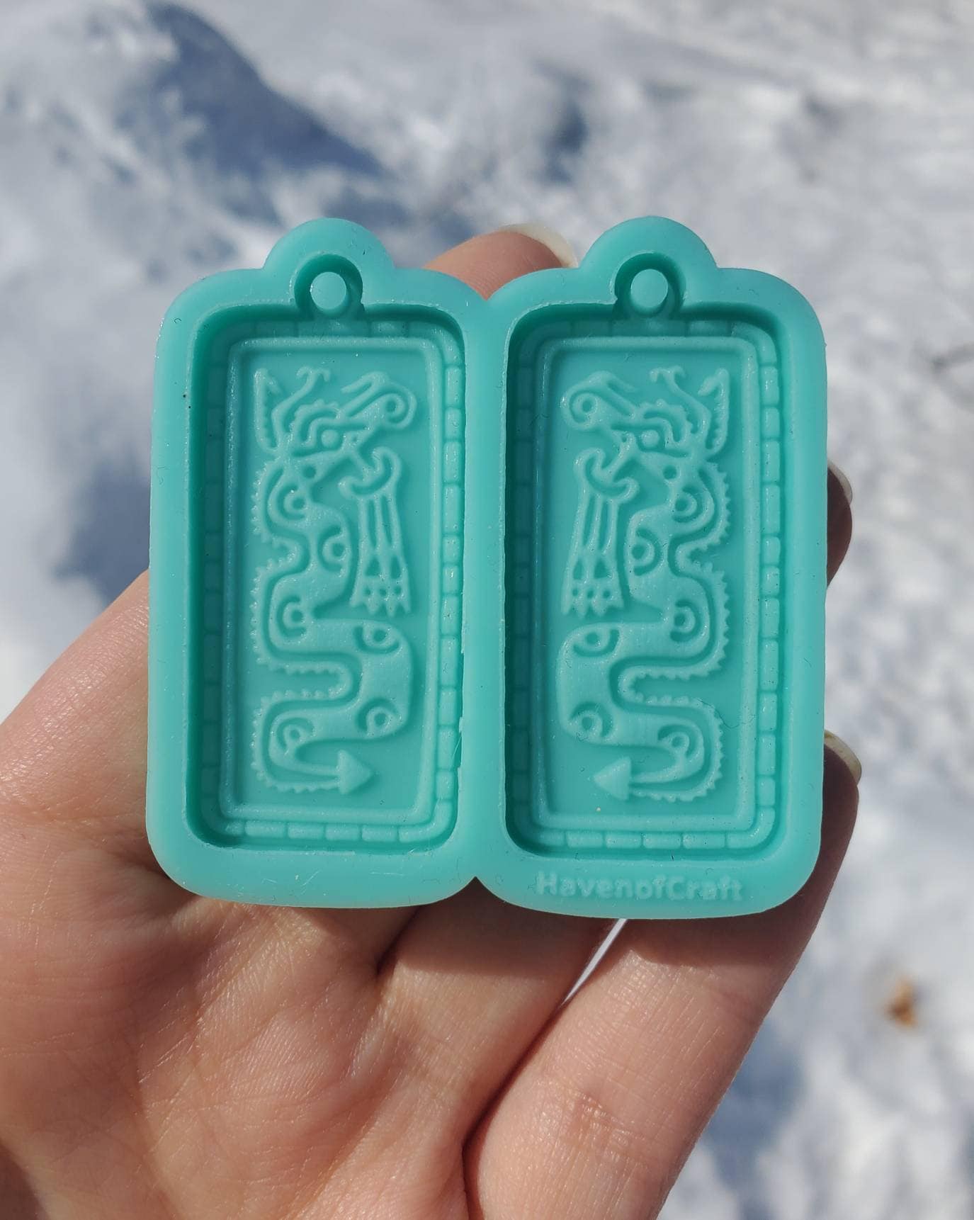 Made to Order - Aztec Earring Mold - shiny silicone mold