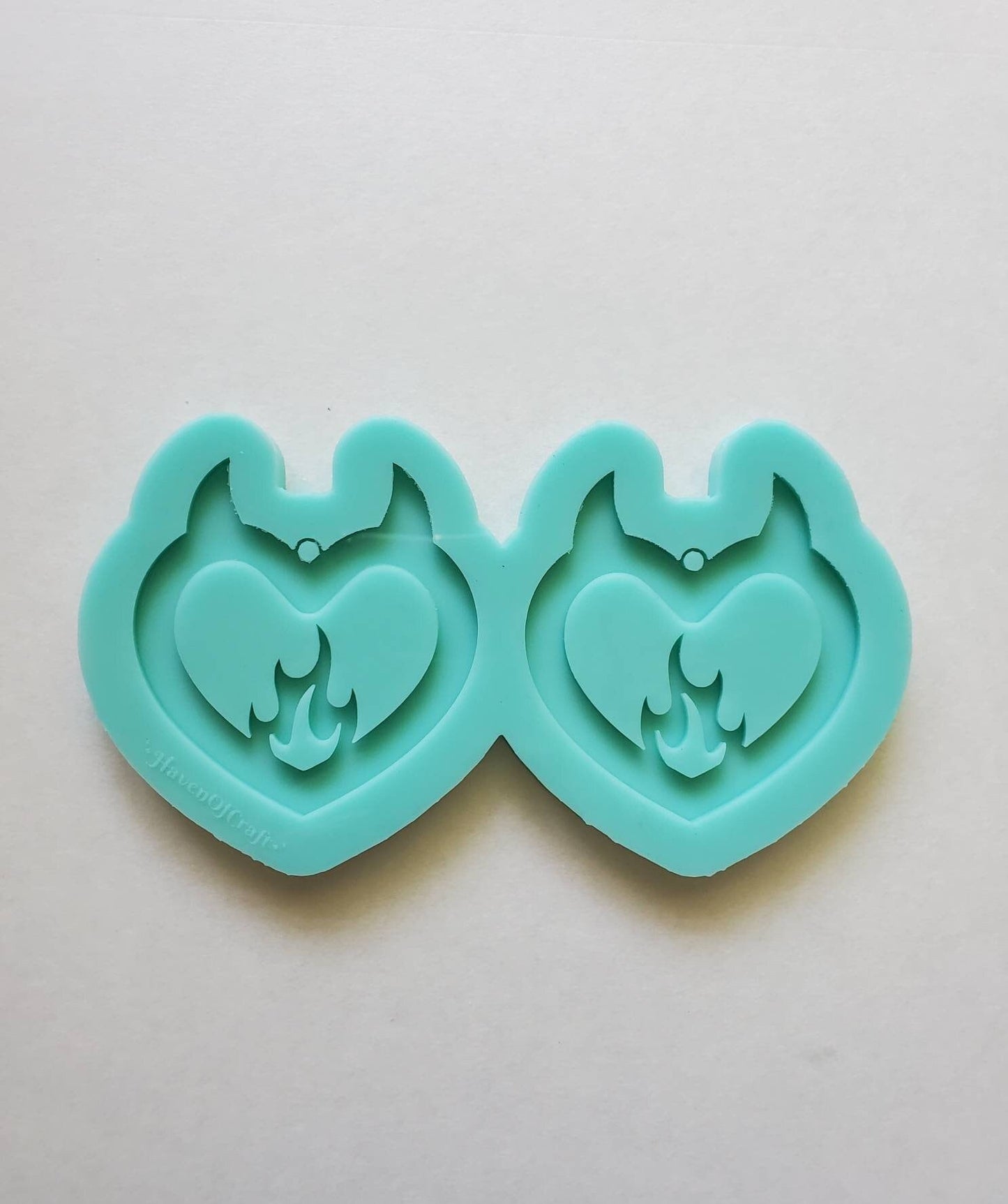 Made to order- Fire Heart shiny silicone earring mold