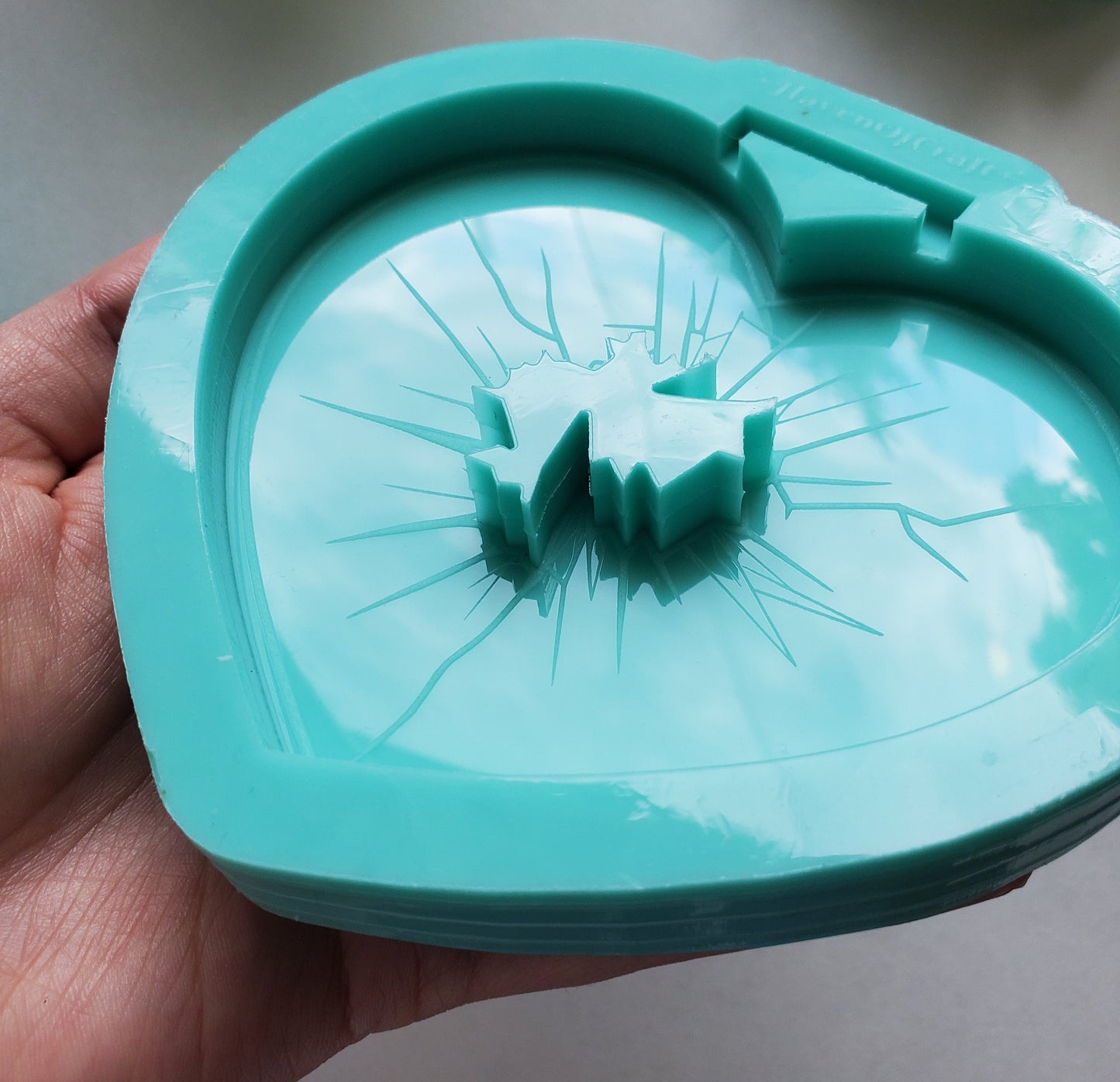 Made to Order - Broken Glass Heart Tsurikawa Silicone Mold 2 sizes - Made with Acrylic Blanks