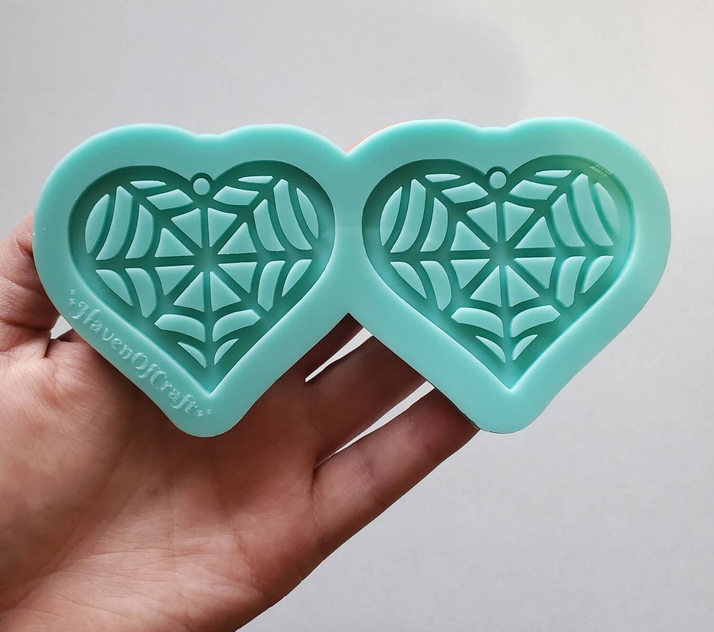 Made to order -Heart spider web shiny silicone earring mold