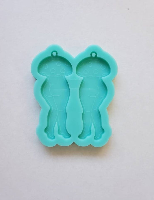 Made to Order - Curvy mushroom girl Shiny Silicone Earring Mold- Made with Acrylic Blanks