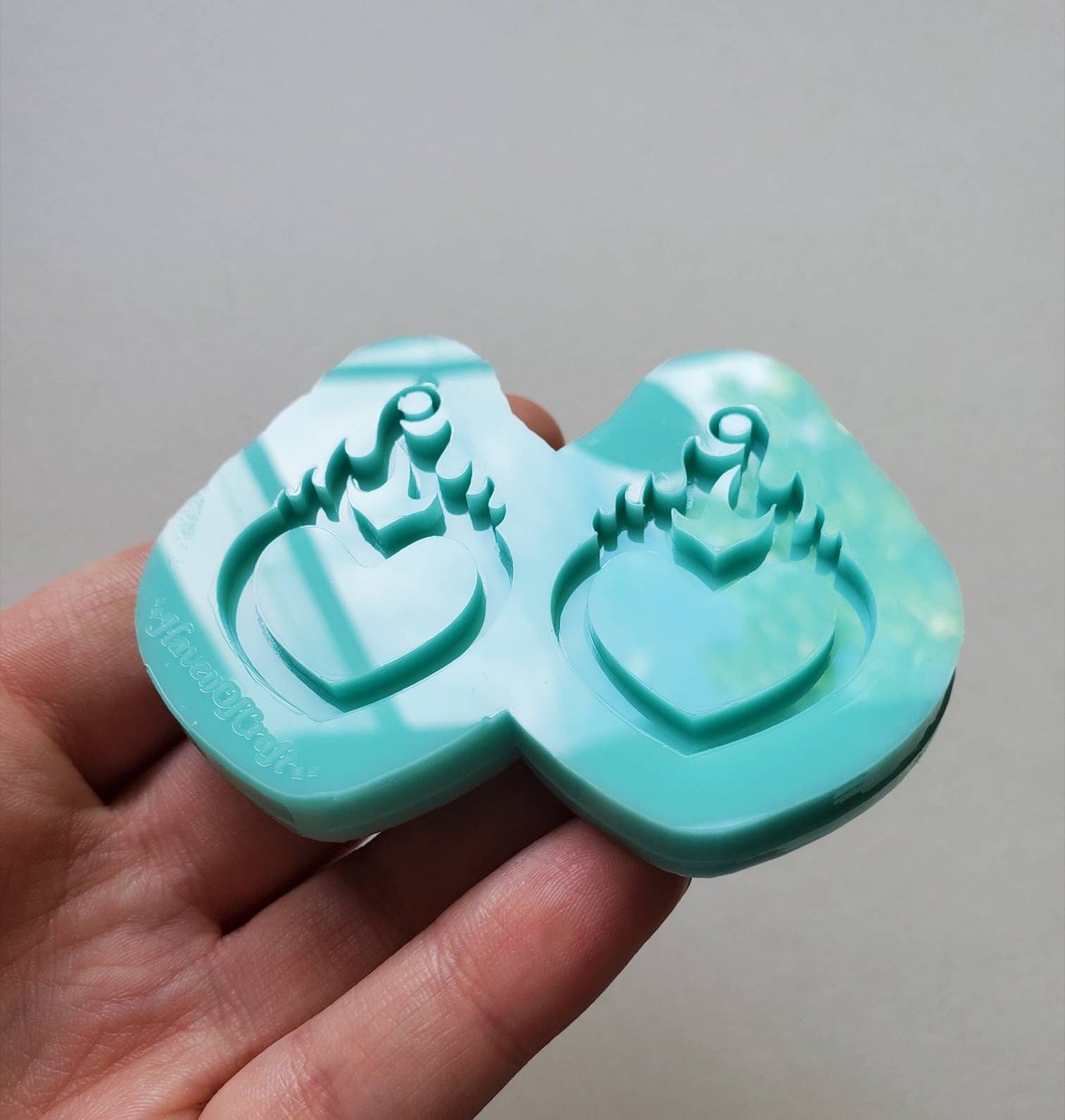 Made to order - Small/Big Heart flame shiny silicone mold