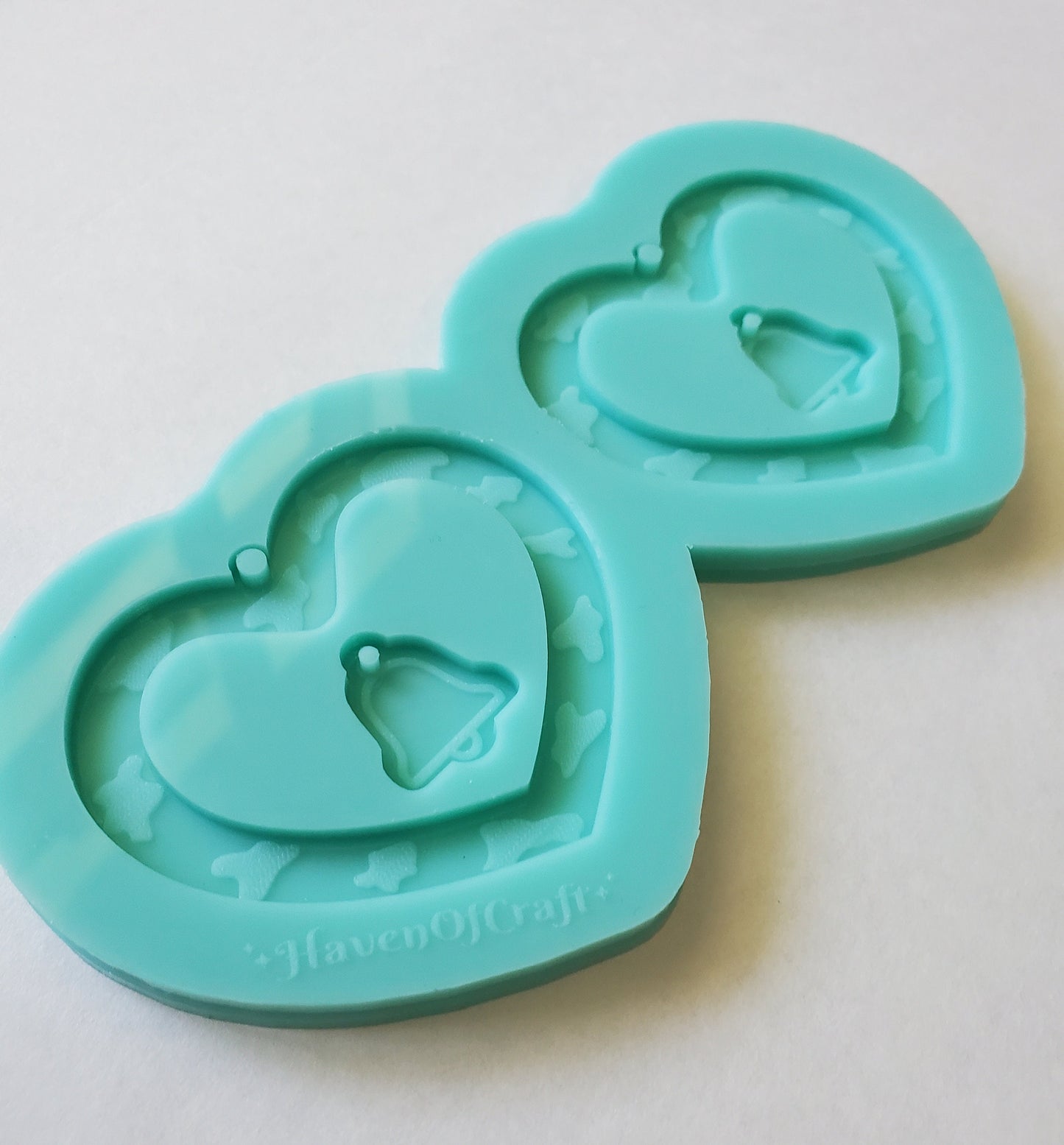 Made to Order - Cow Print Heart Earring Mold - Shiny silicone mold