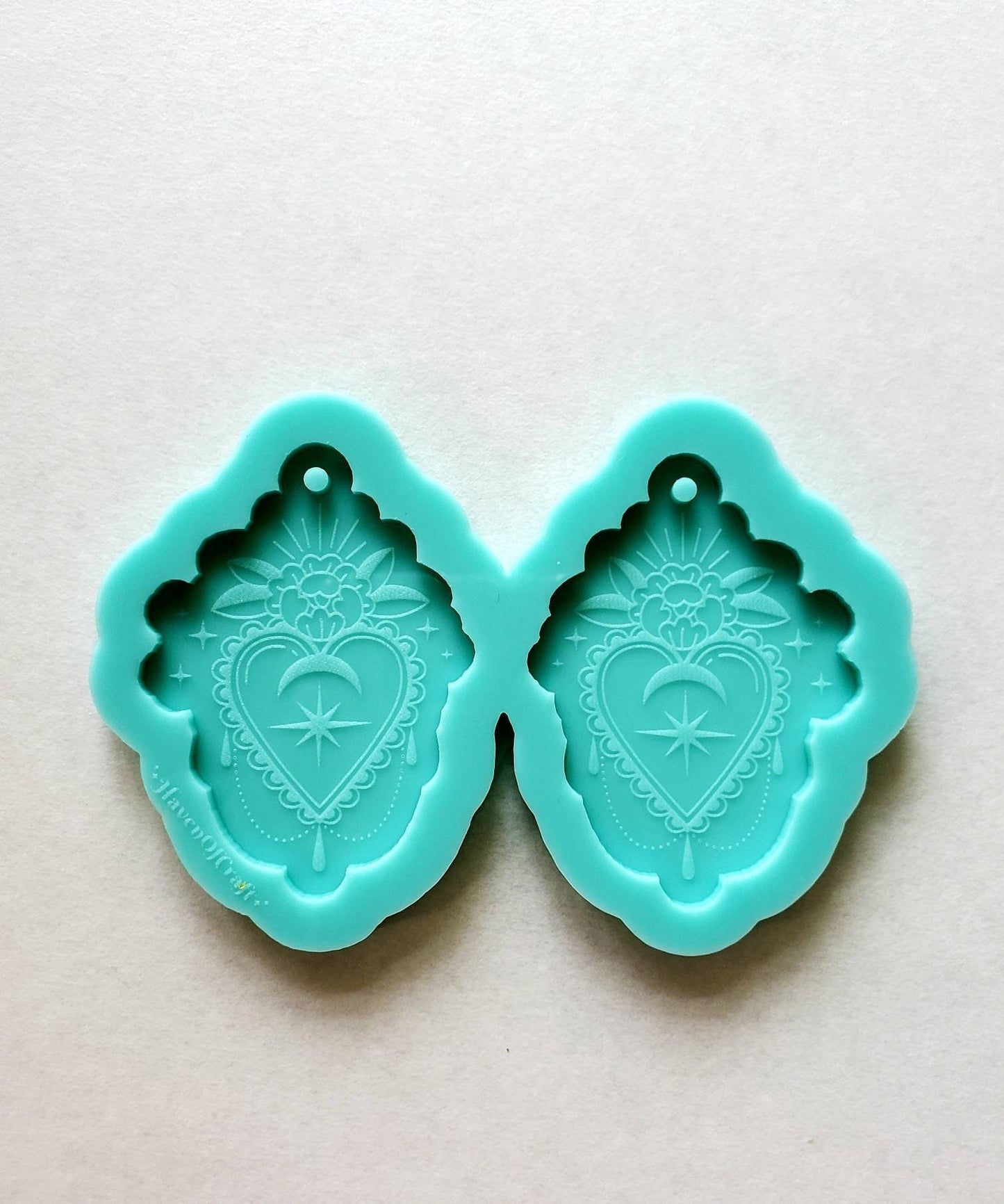 Made to Order - Celestial heart Shiny Silicone Earring Mold- Made with Acrylic Blanks