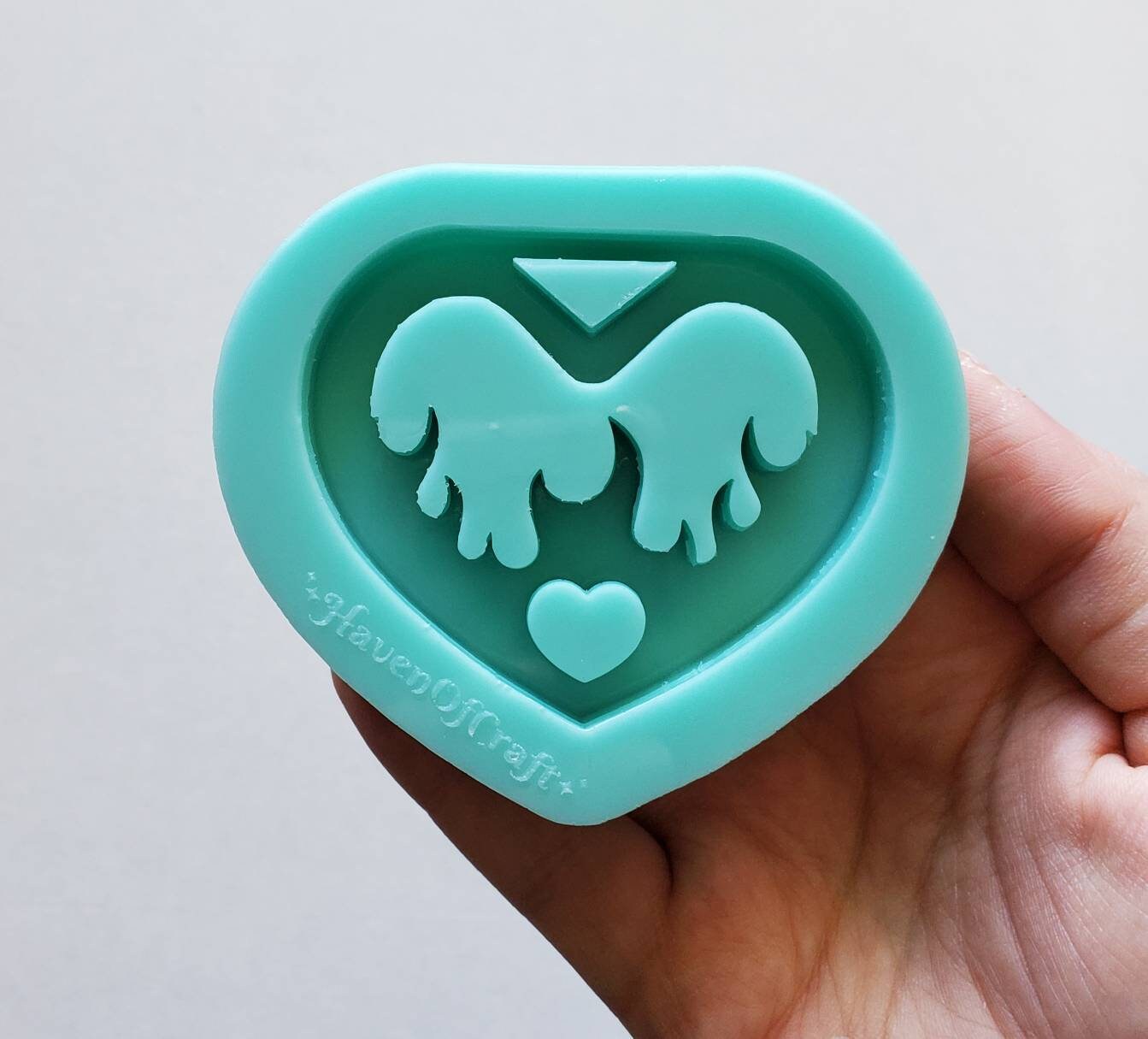 Made to Order - Flame Heart Tsurikawa Mold 2 sizes - Made with Acrylic Blank, shiny silicone mold