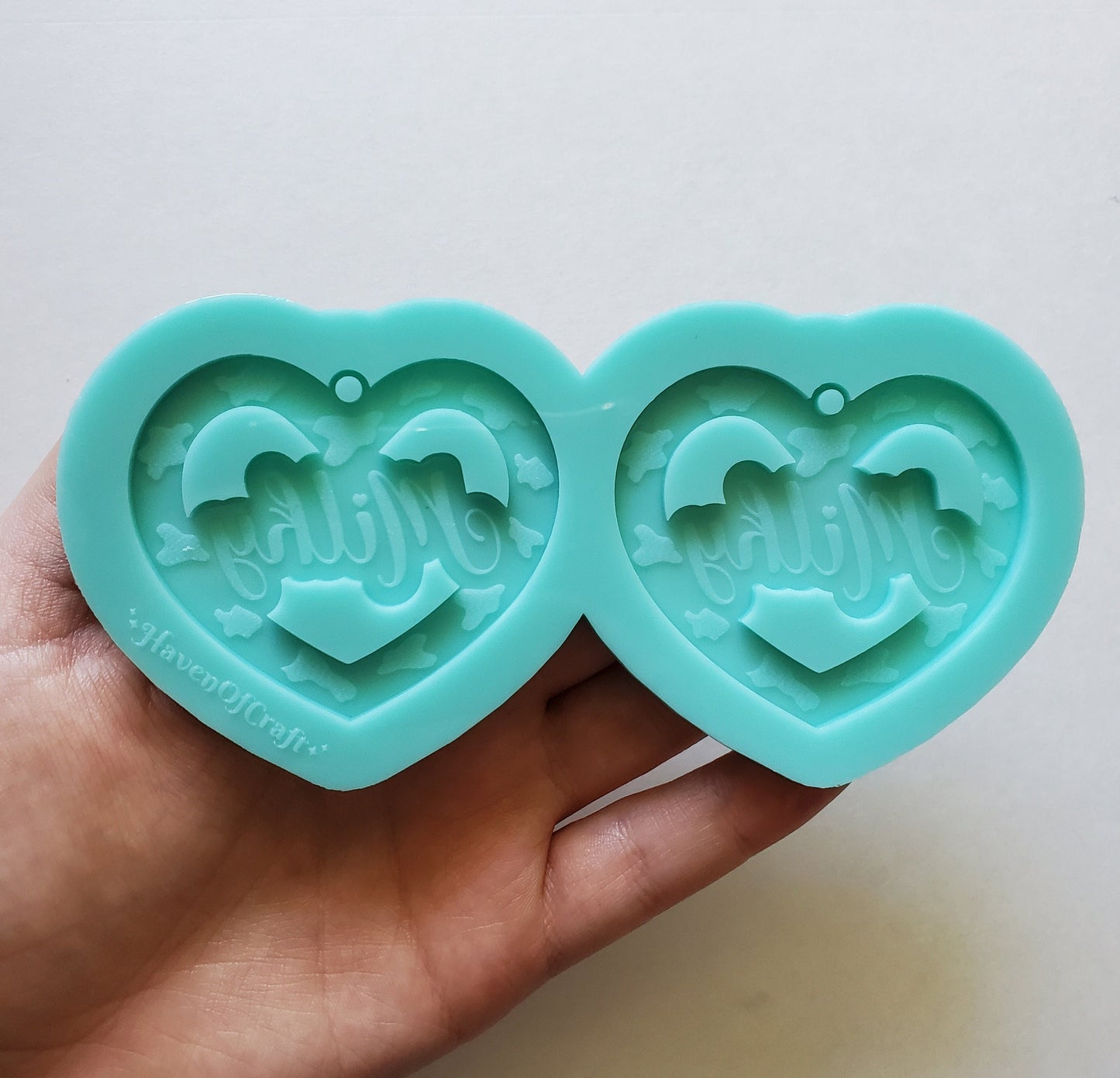 Made to Order - Milky Cow Print Heart Earring Mold - Shiny silicone mold