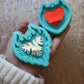 Flaming Heart or Horn Mirror Keychain/ 4 colors of mirror to choose from/ 2 Mold style to choose from -Made to order