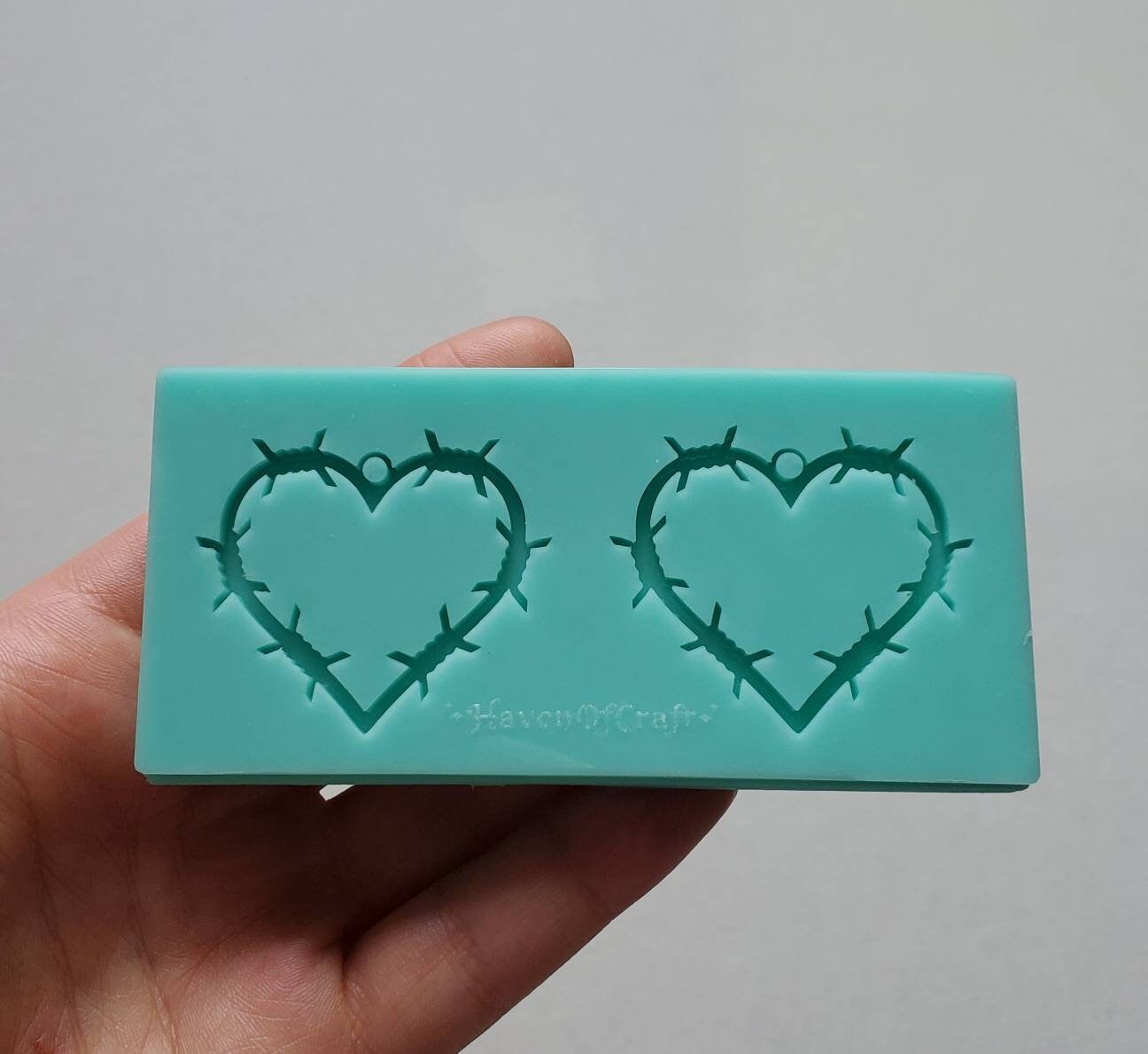 Made to Order - Barbed Wire Heart Earring shiny silicone mold - 2 sizes available