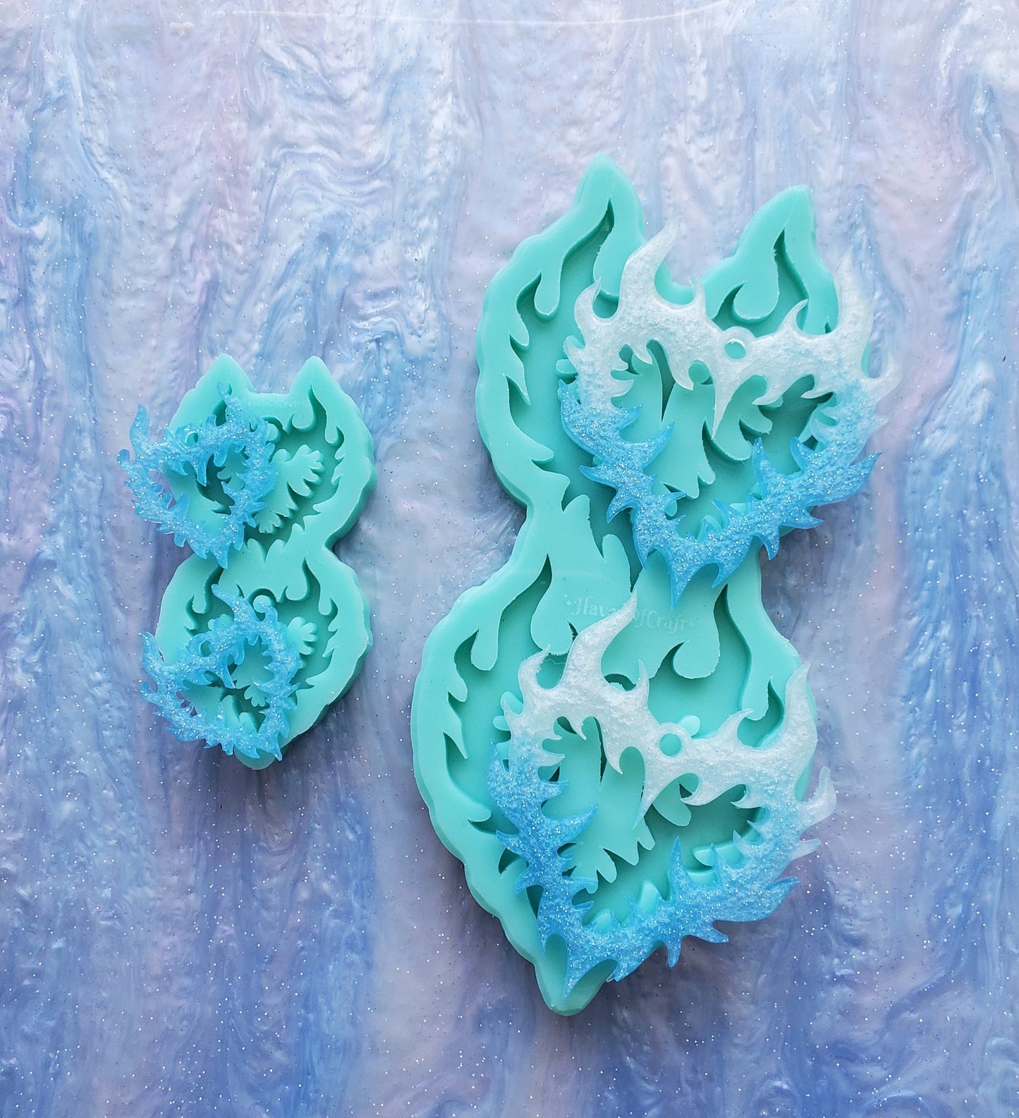 Made to Order - Flame spike heart shiny silicone earring mold