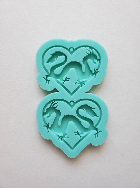 Made to Order - Shiny dragon heart -Silicone mold made with acrylic blank