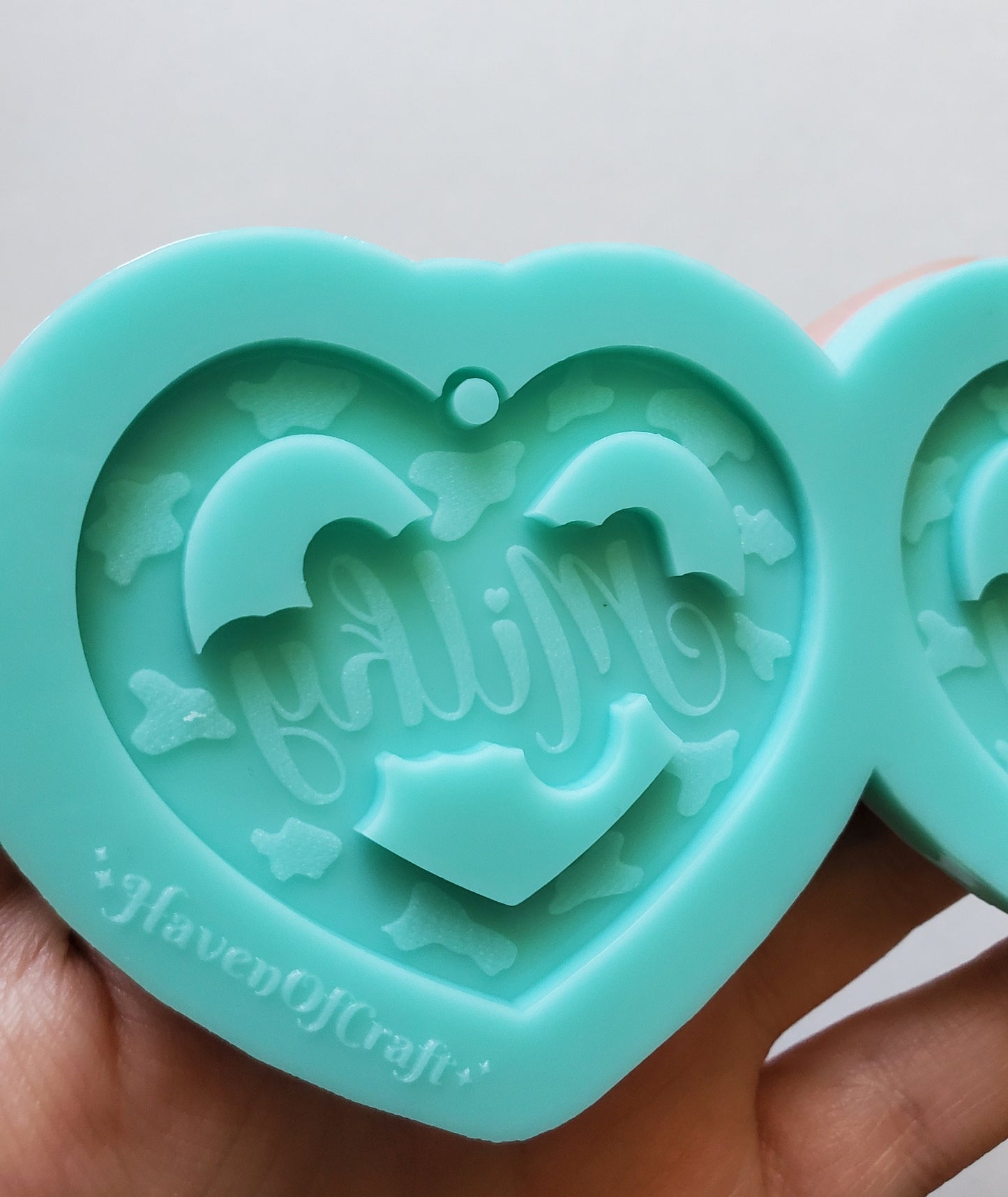 Made to Order - Milky Cow Print Heart Earring Mold - Shiny silicone mold