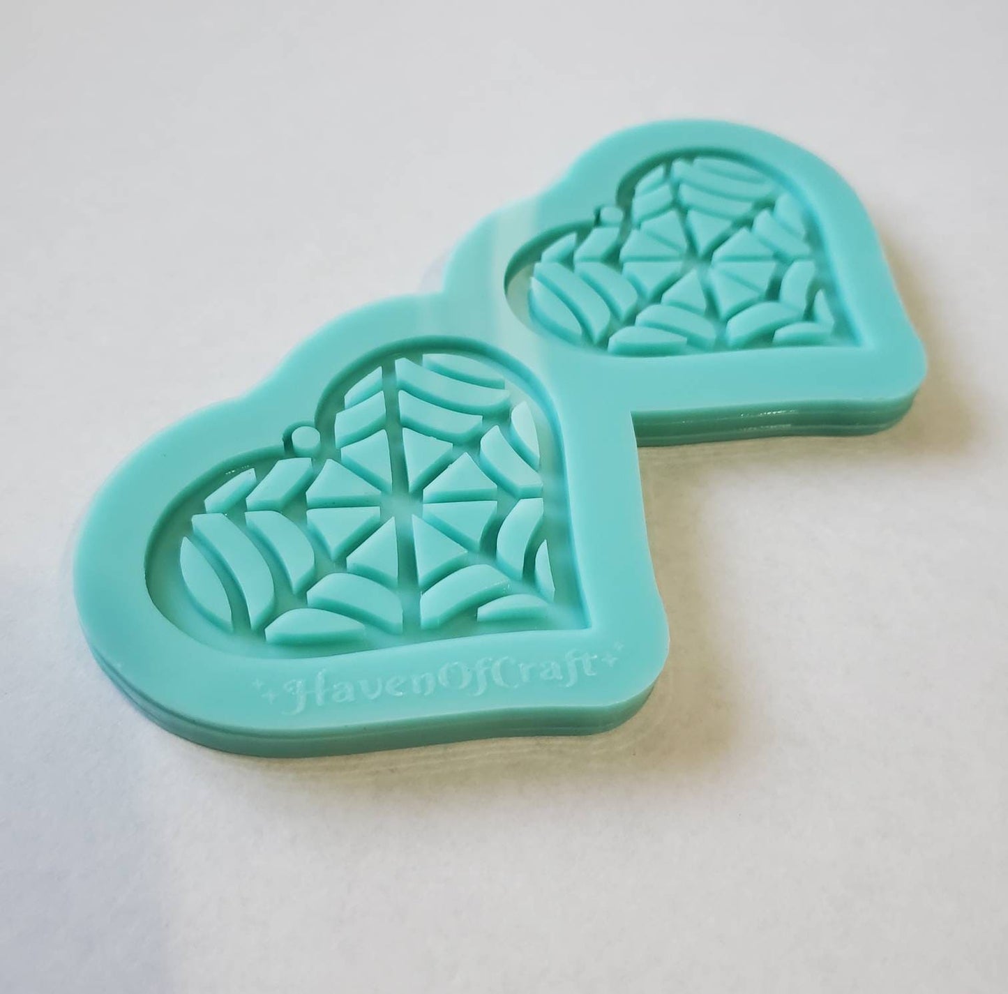 Made to order -Heart spider web shiny silicone earring mold