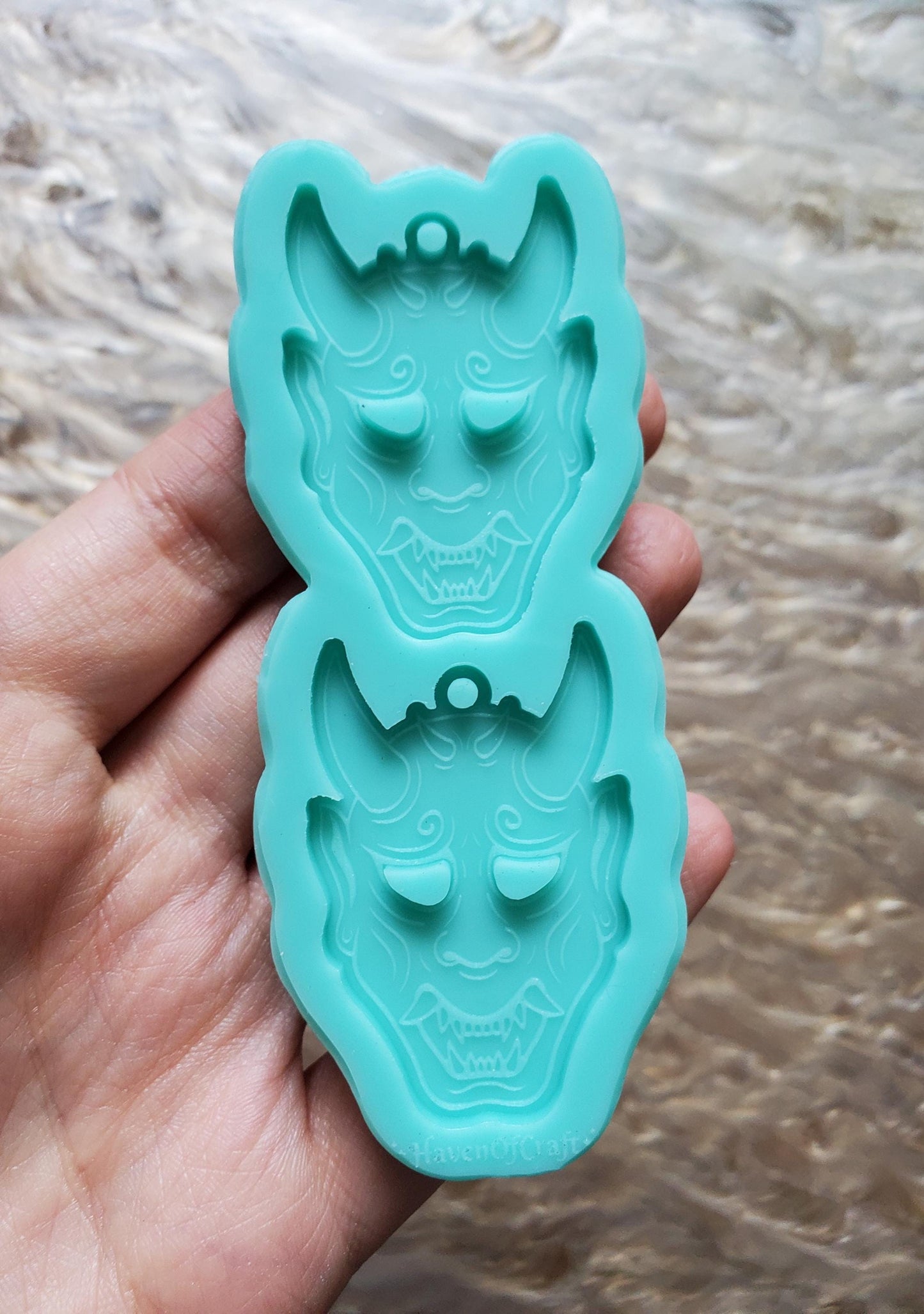 Oni Mask Earring Mold -Made to order -Shiny silicone mold