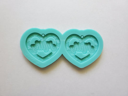 Made to Order - Milky Cow Print Heart Earring Mold - Shiny silicone mold