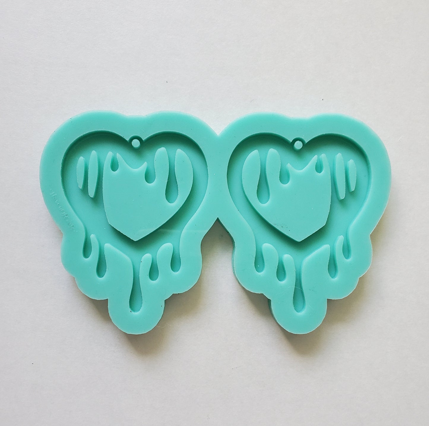 Made to order - Big Drip Heart earring mold - shiny silicone mold