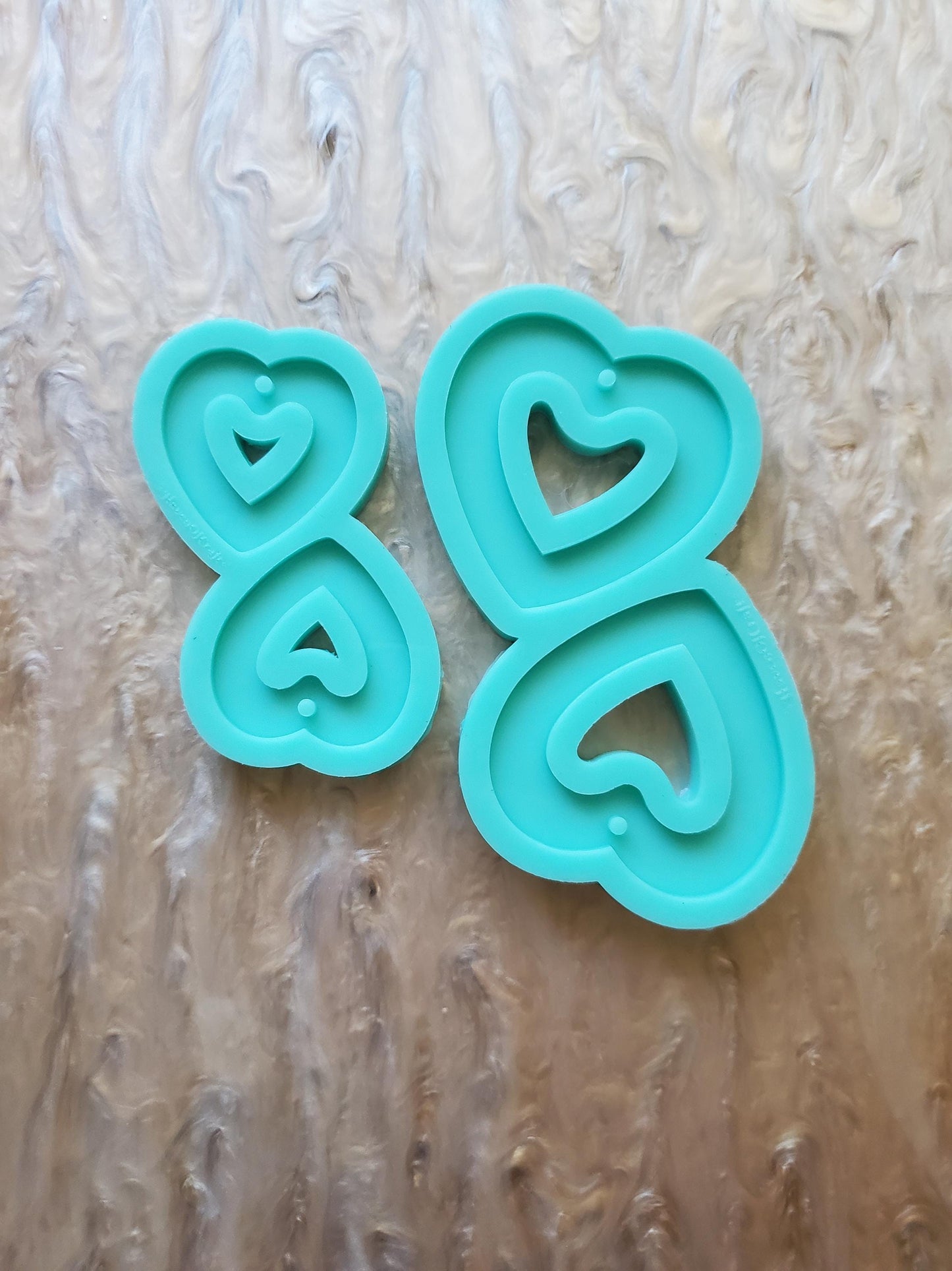 Plain Long Heart outline Earring shiny silicone mold -2 size available -Made to order