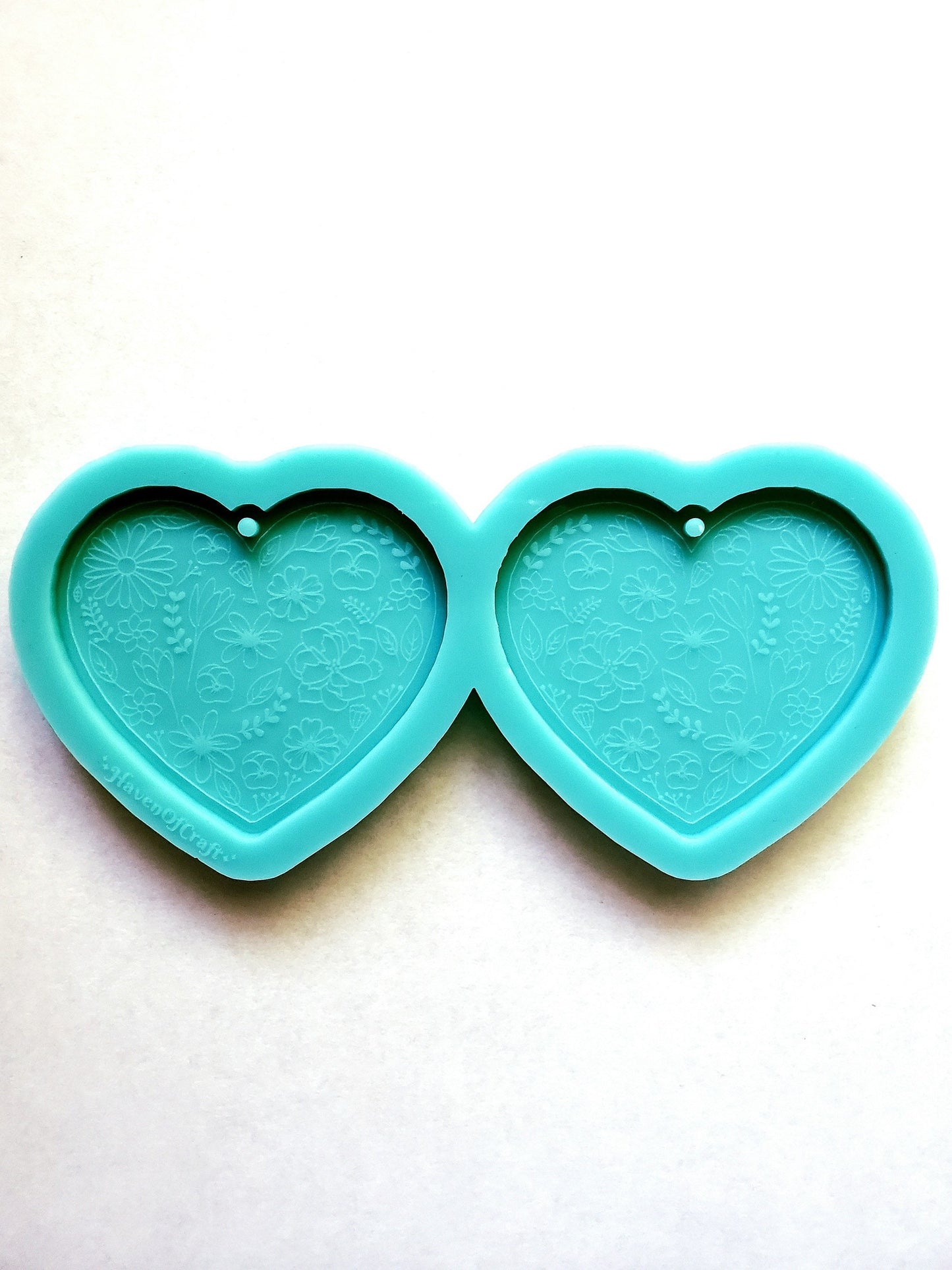 Made to order - engraved flower heart shiny earring silicone mold - made with acrylic blank