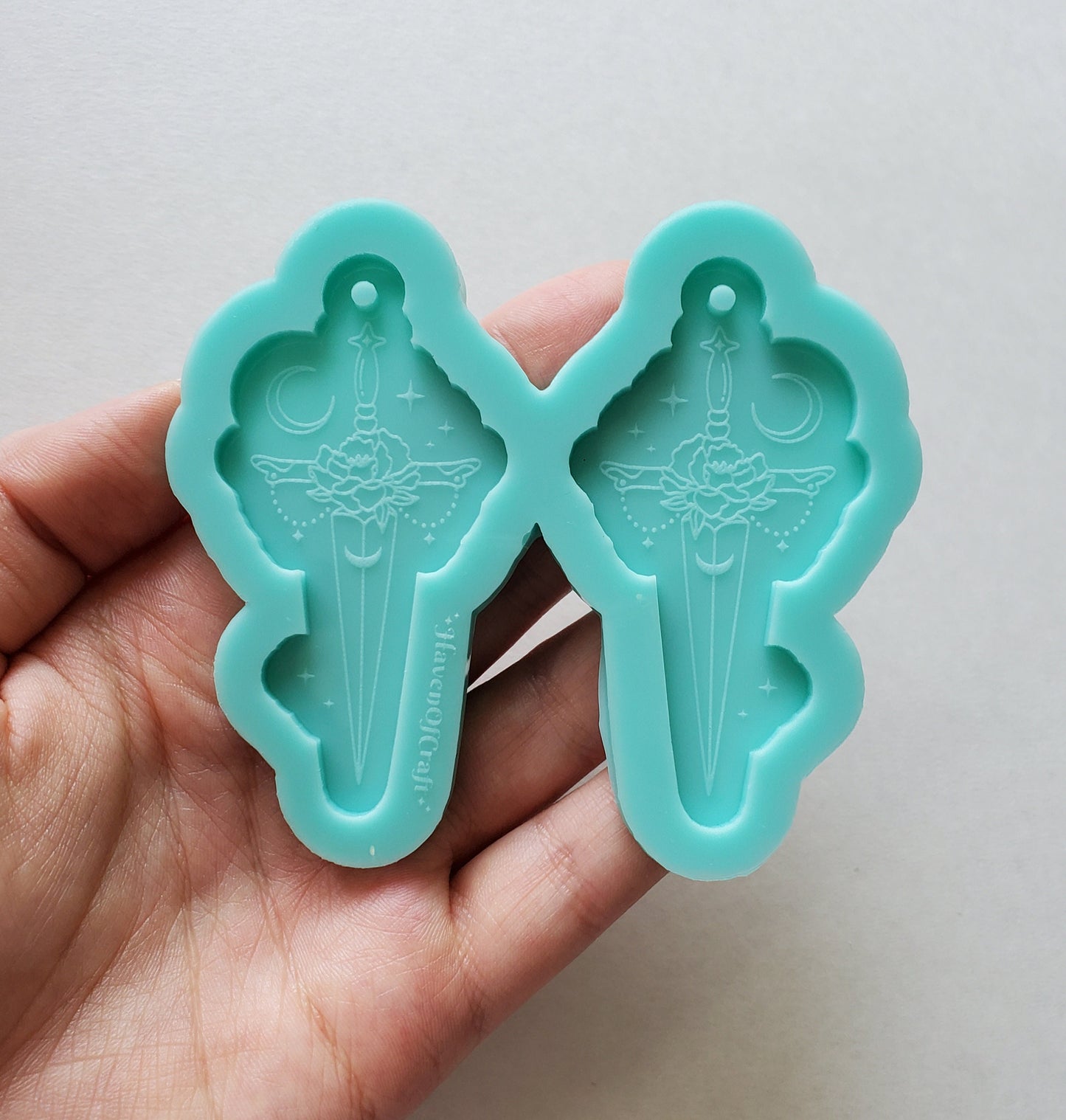 Made to Order - Moon Flower Abstract Sword Shiny Silicone Earring Mold- Made with Acrylic Blanks