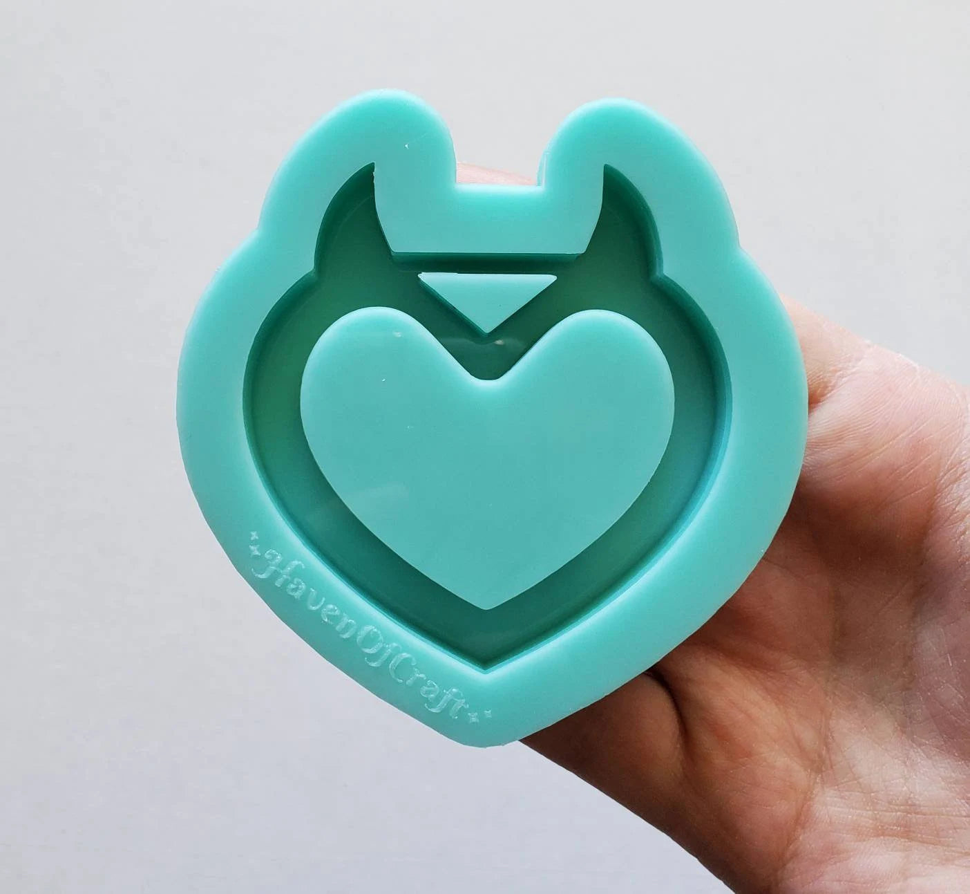 Made to Order - Horn Heart Tsurikawa Silicone Mold 2 sizes - Made with Acrylic Blanks