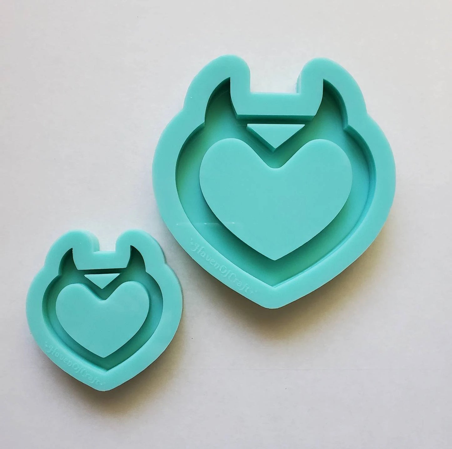 Made to Order - Horn Heart Tsurikawa Silicone Mold 2 sizes - Made with Acrylic Blanks