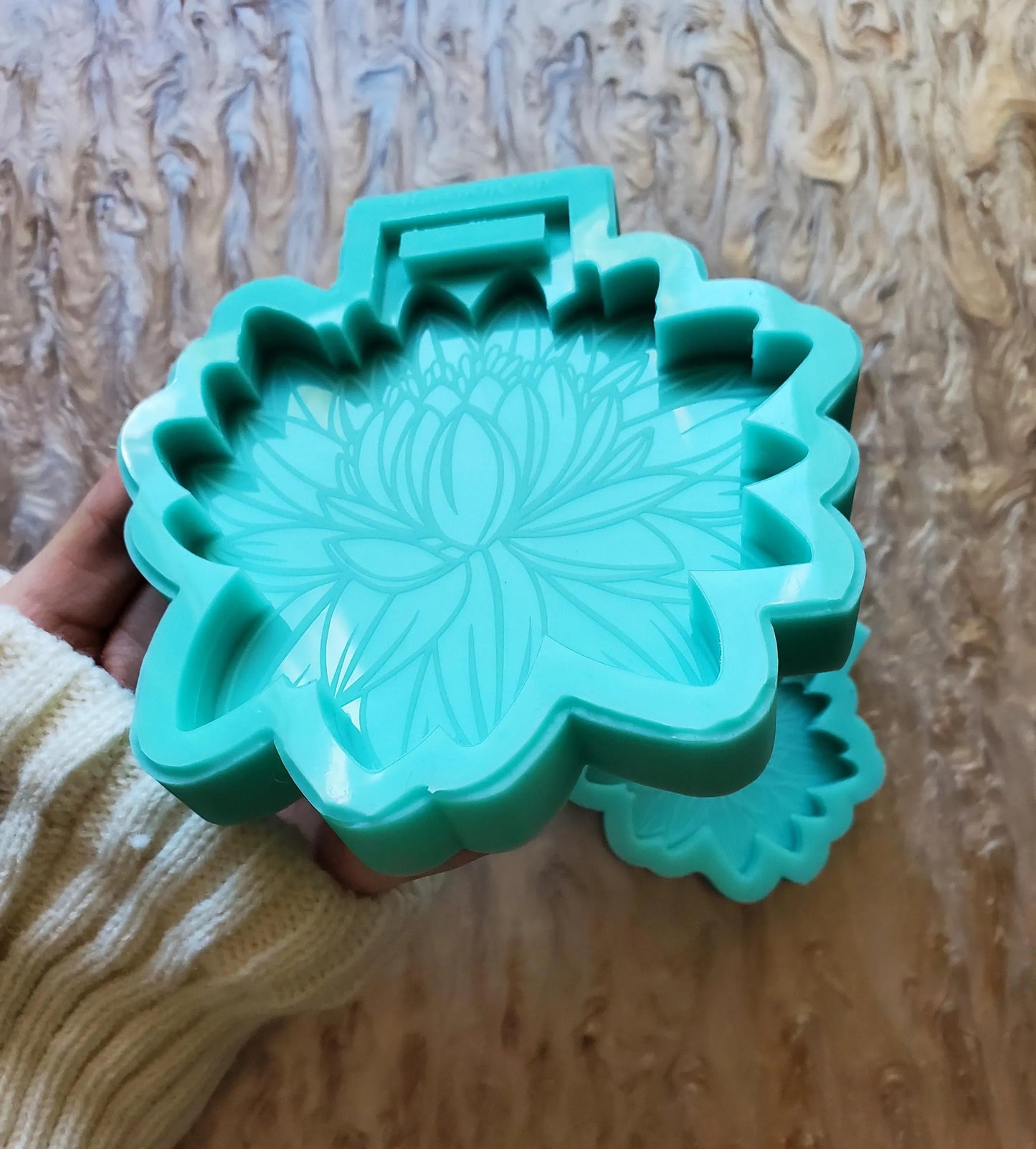 Lotus flower Tsurikawa Mold 2 sizes - Made with Acrylic Blank, shiny silicone mold -Made to order