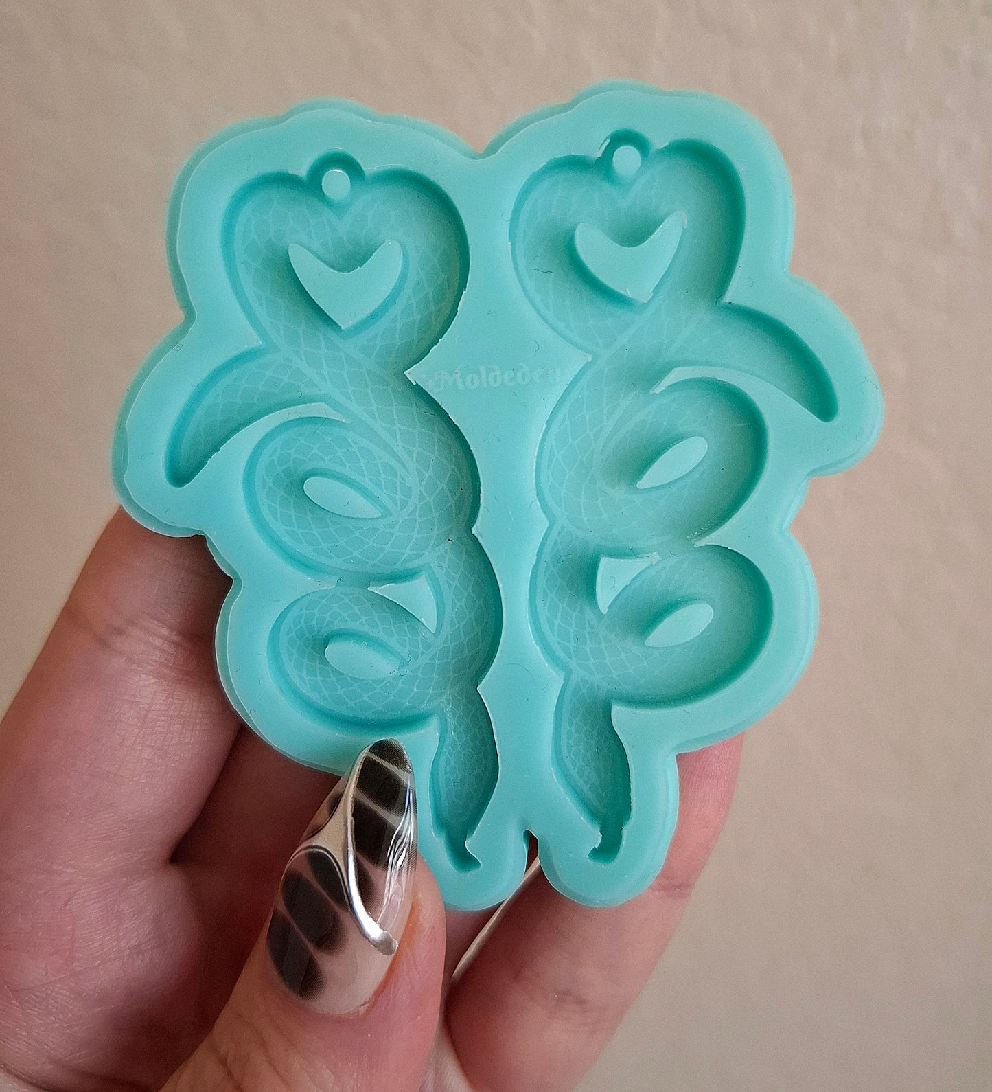 Heart Snake earring silicone mold
