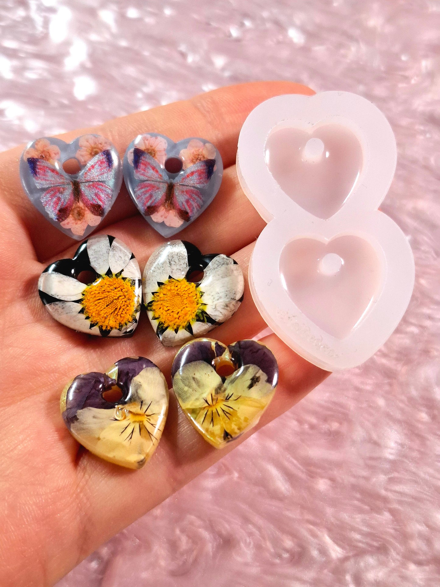 Pre-Domed Heart Earring Mold | Bigger holes for hoop earrings - Made to order