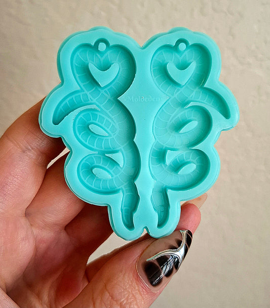 Heart worm earring silicone mold