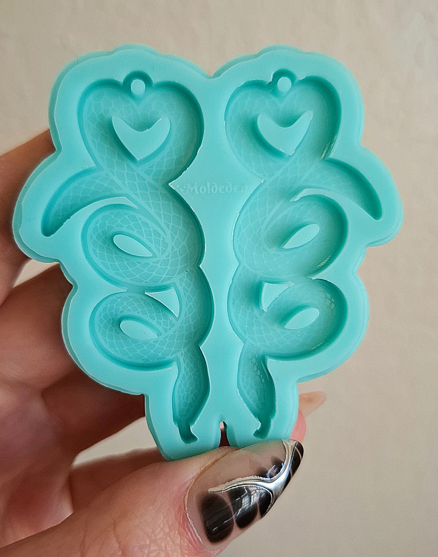 Heart Snake earring silicone mold