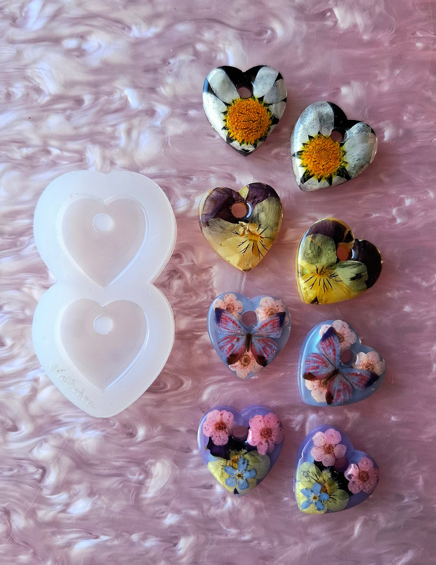 Pre-Domed Heart Earring Mold | Bigger holes for hoop earrings - Made to order